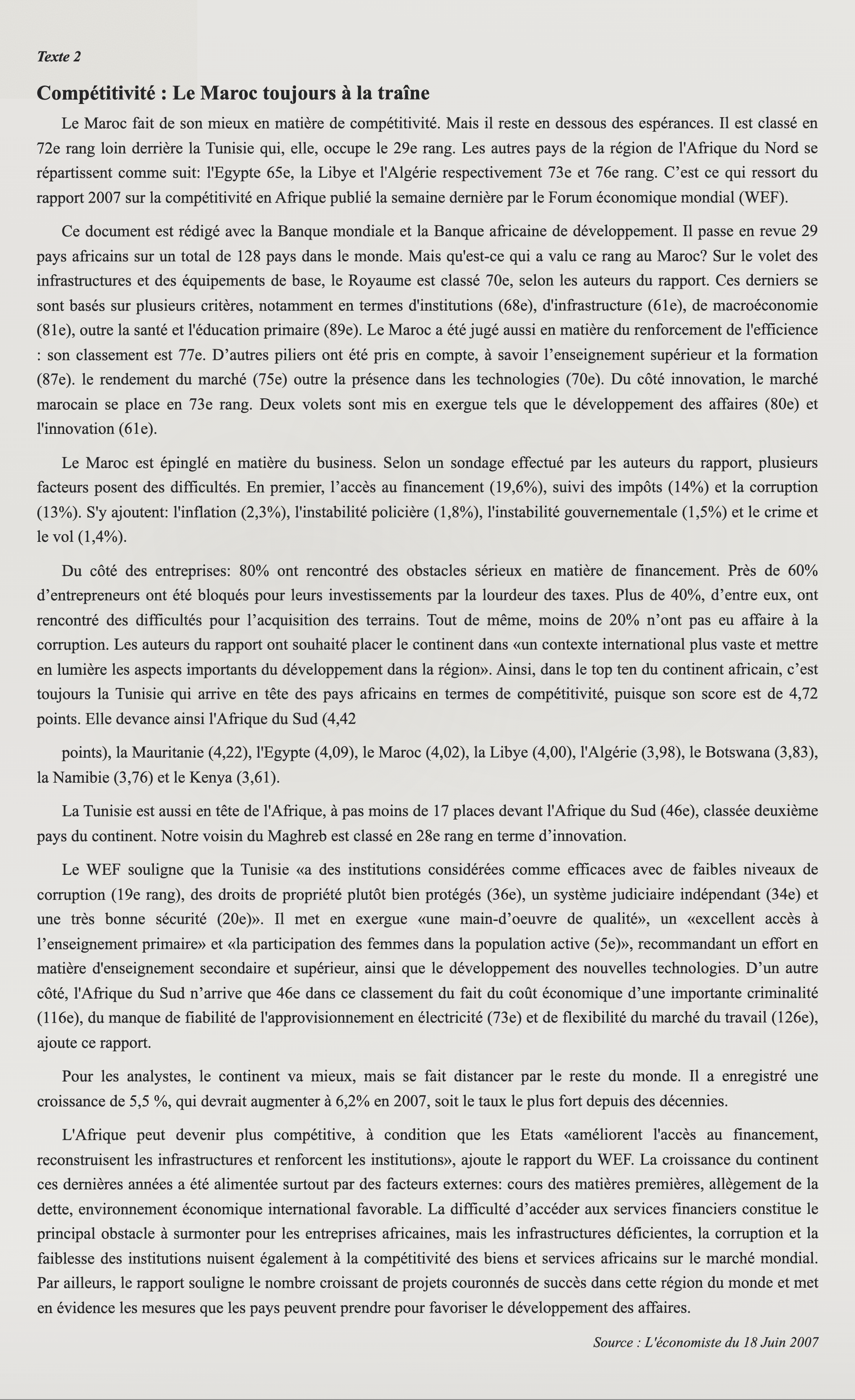 Texte 2 de mémorisation — TAFEM 2007