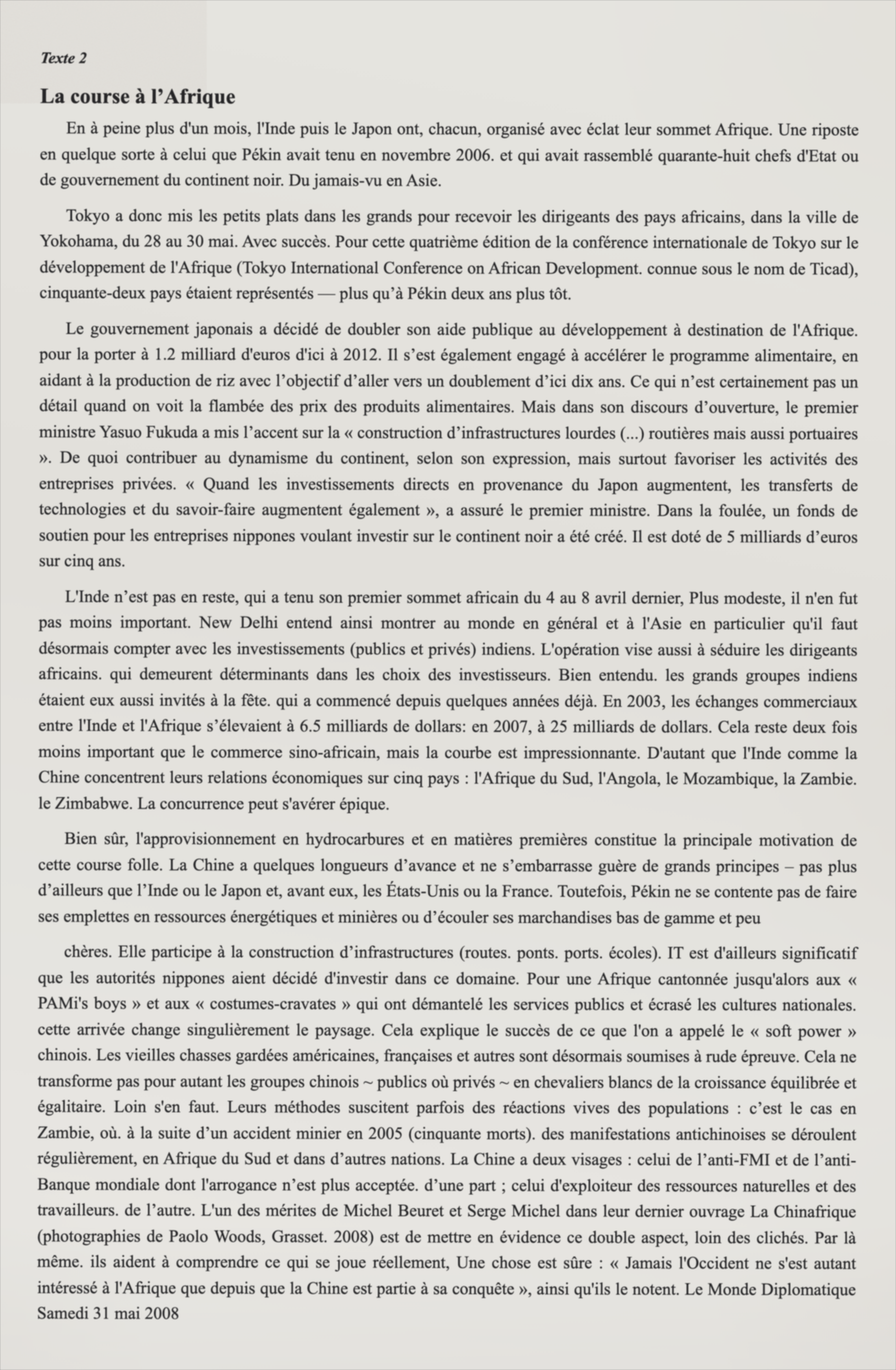 Texte 2 de mémorisation — TAFEM 2008