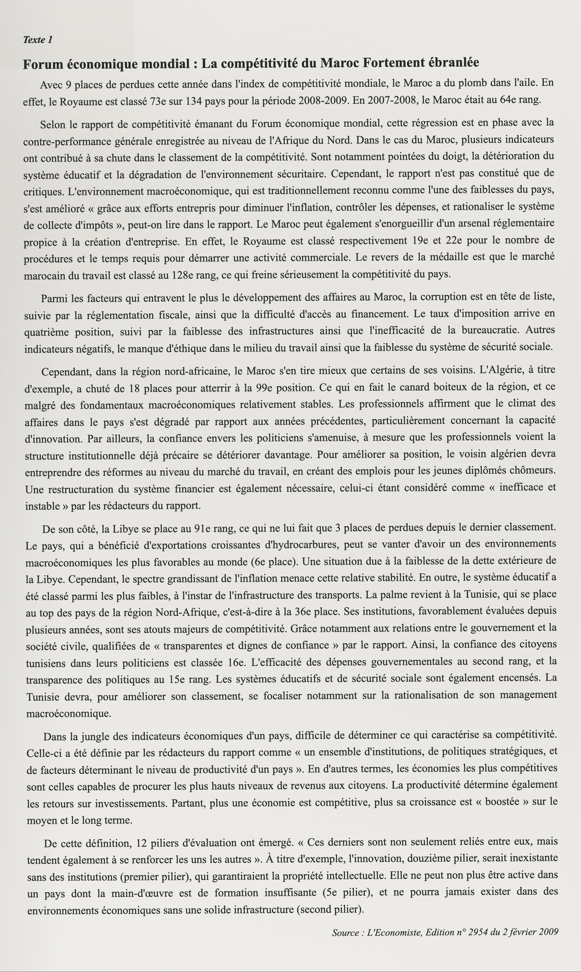 Texte 1 de mémorisation — TAFEM 2009