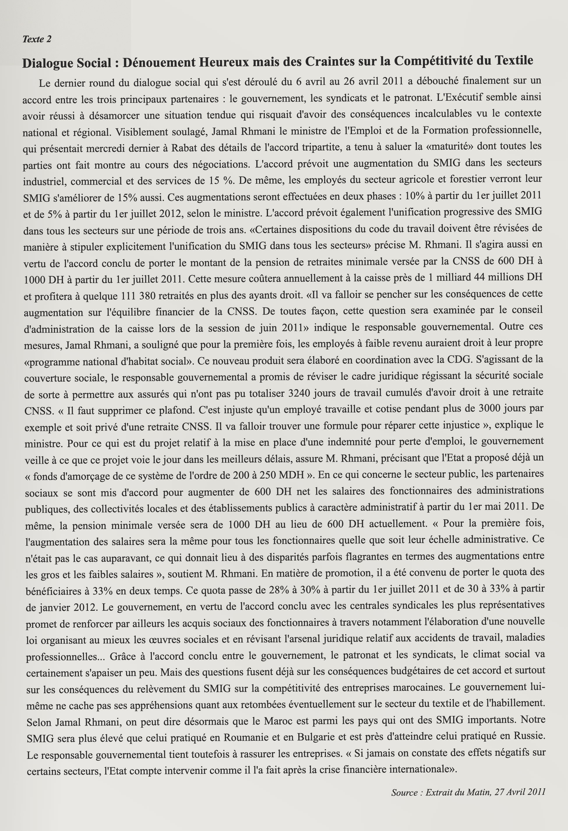 Texte 2 de mémorisation — TAFEM 2011