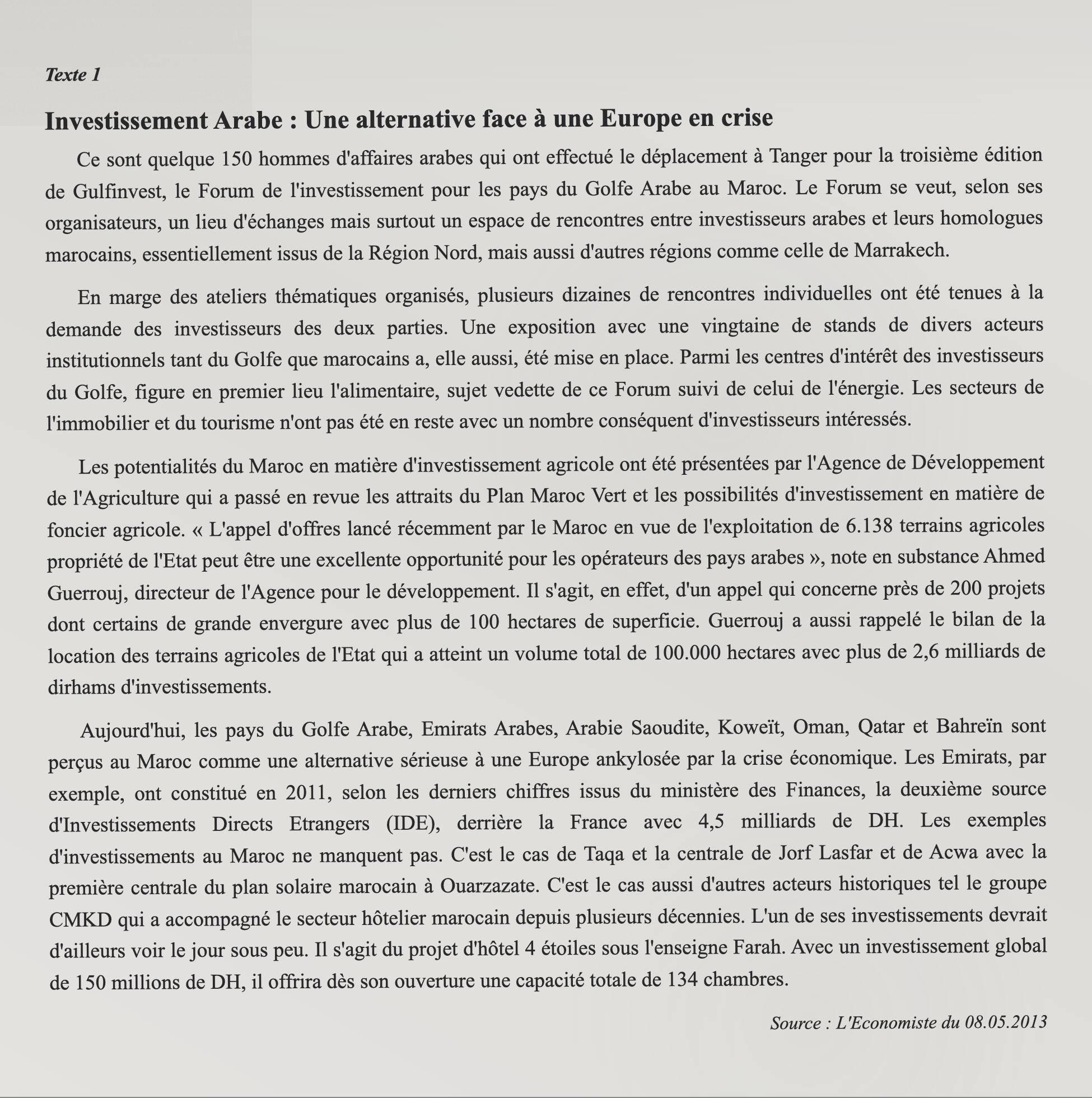 Texte 1 de mémorisation — TAFEM 2013