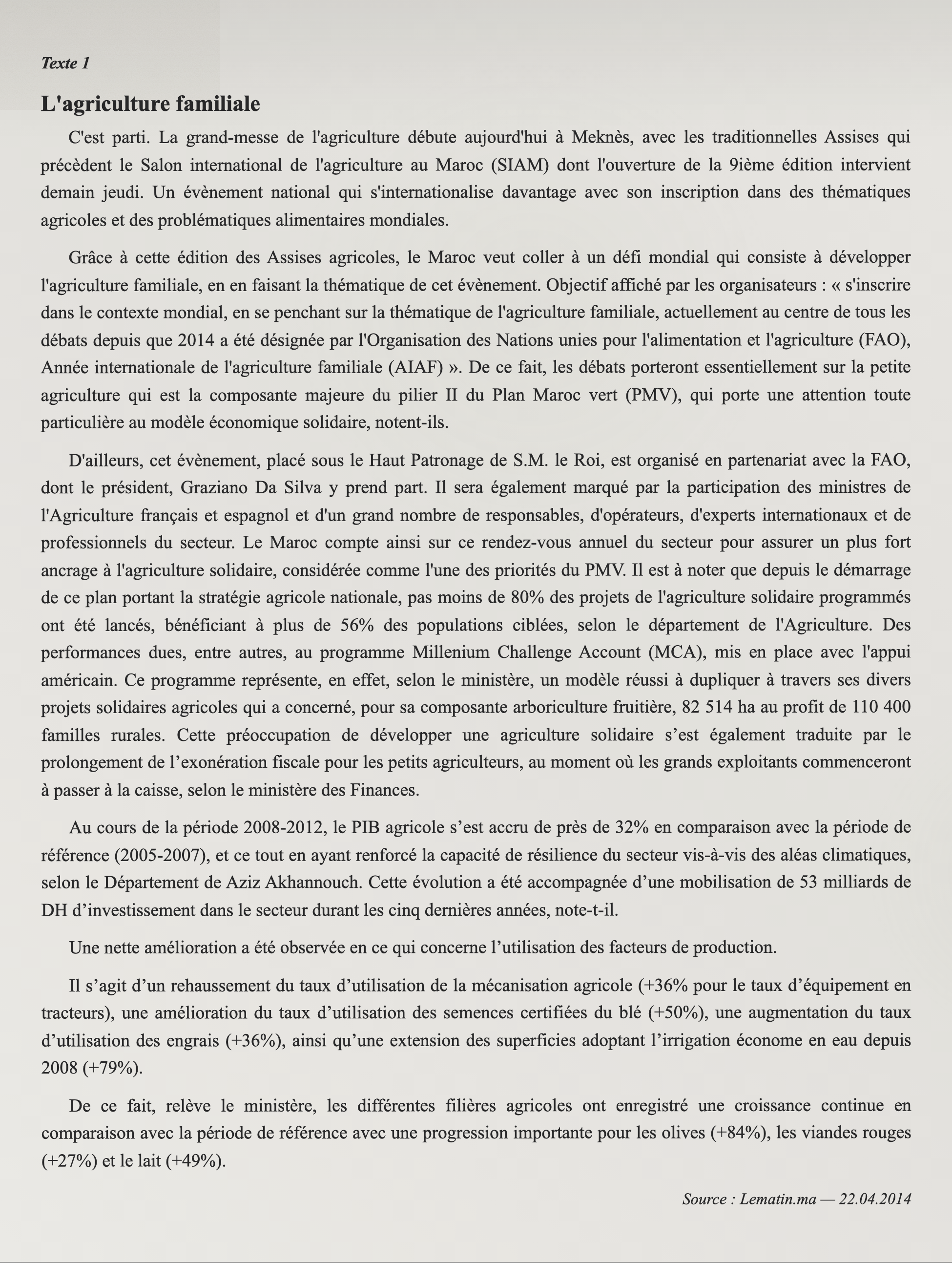 Texte 1 de mémorisation — TAFEM 2014