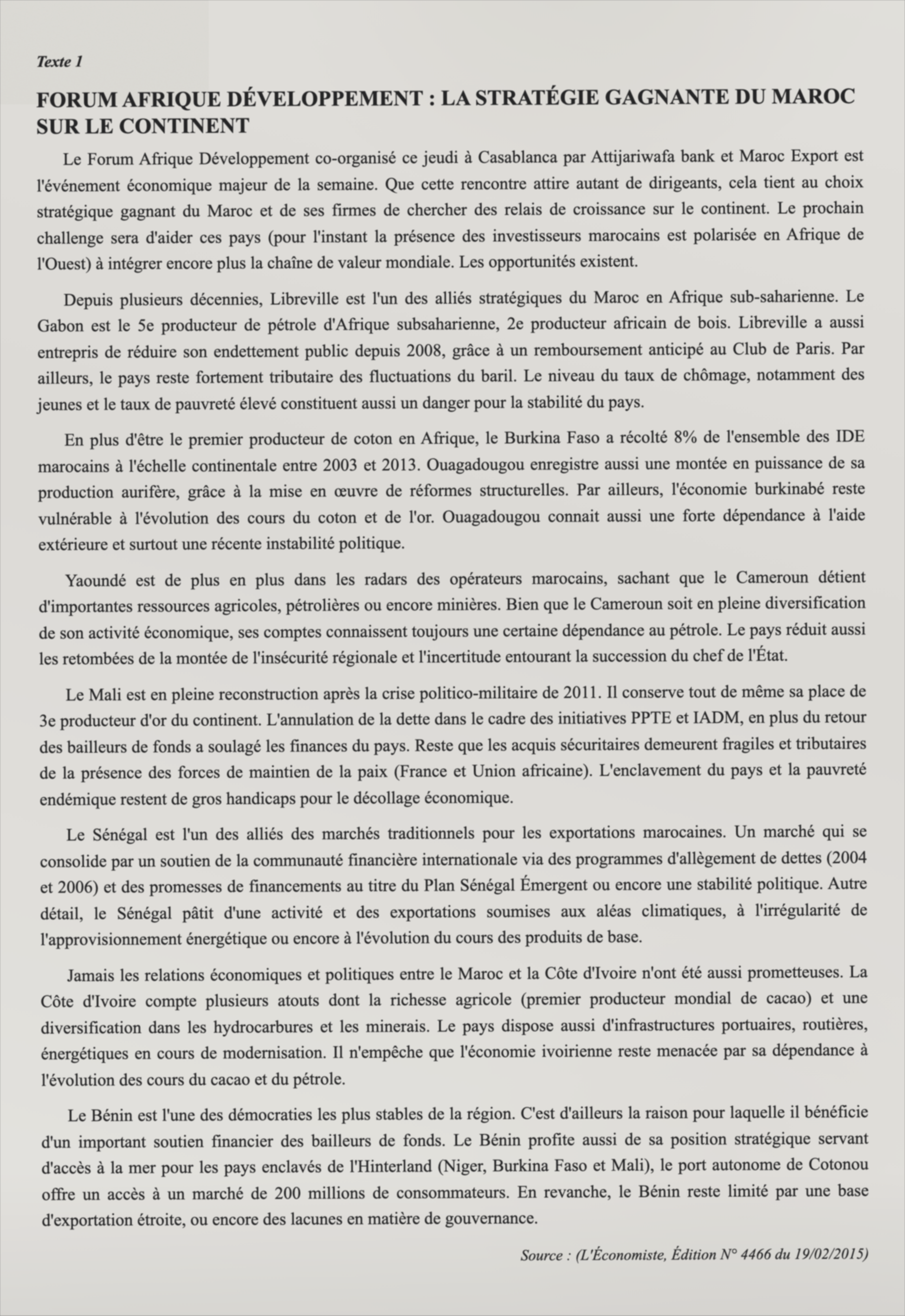 Texte 1 de mémorisation — TAFEM 2015