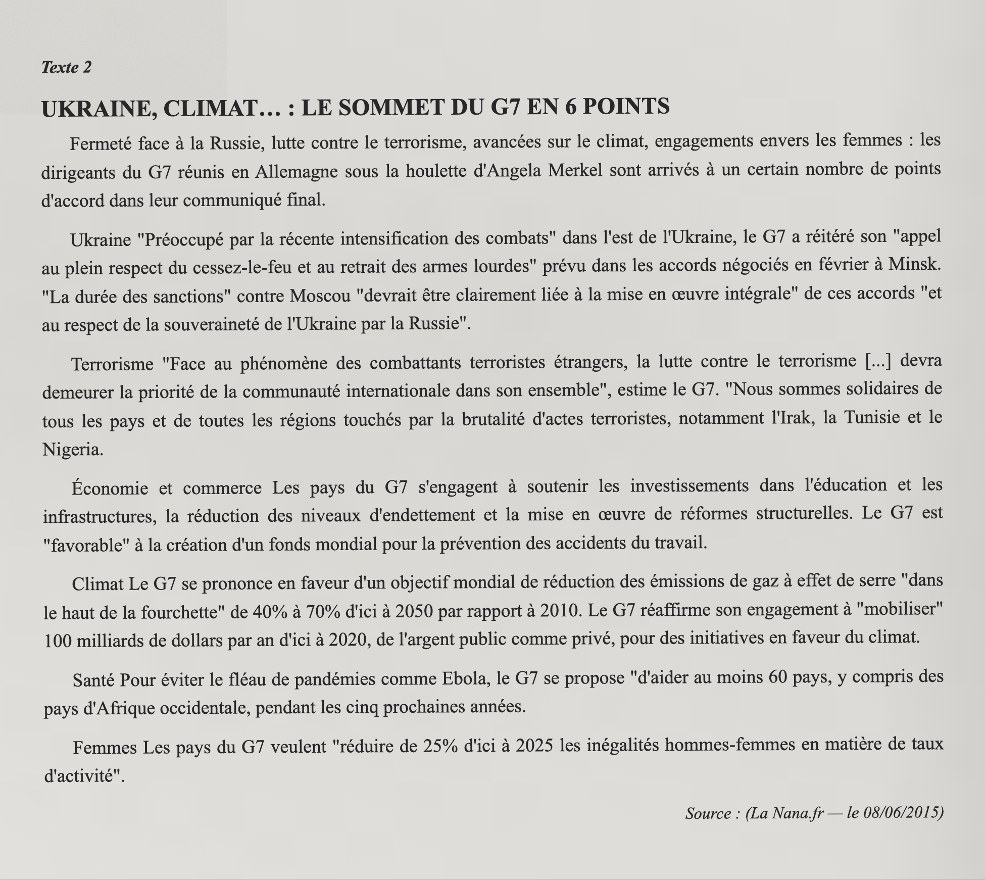 Texte 2 de mémorisation — TAFEM 2015