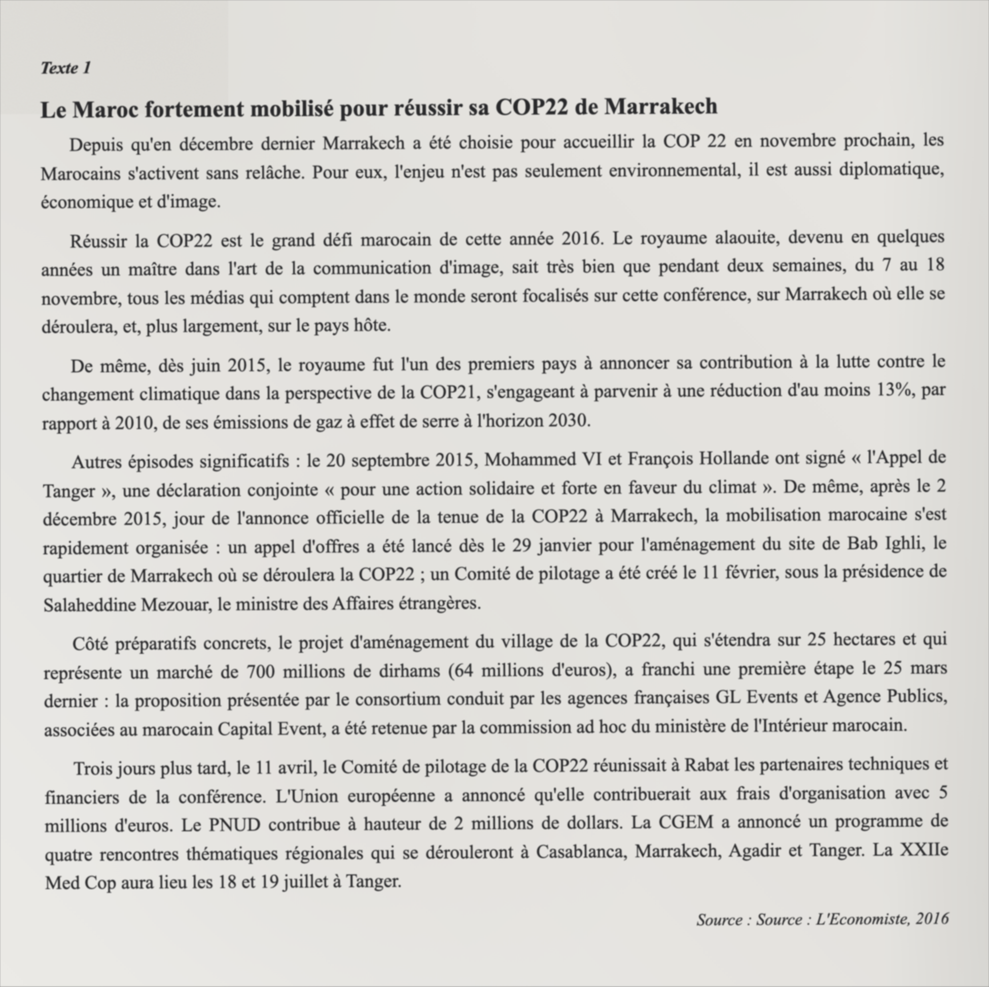 Texte 1 de mémorisation — TAFEM 2016