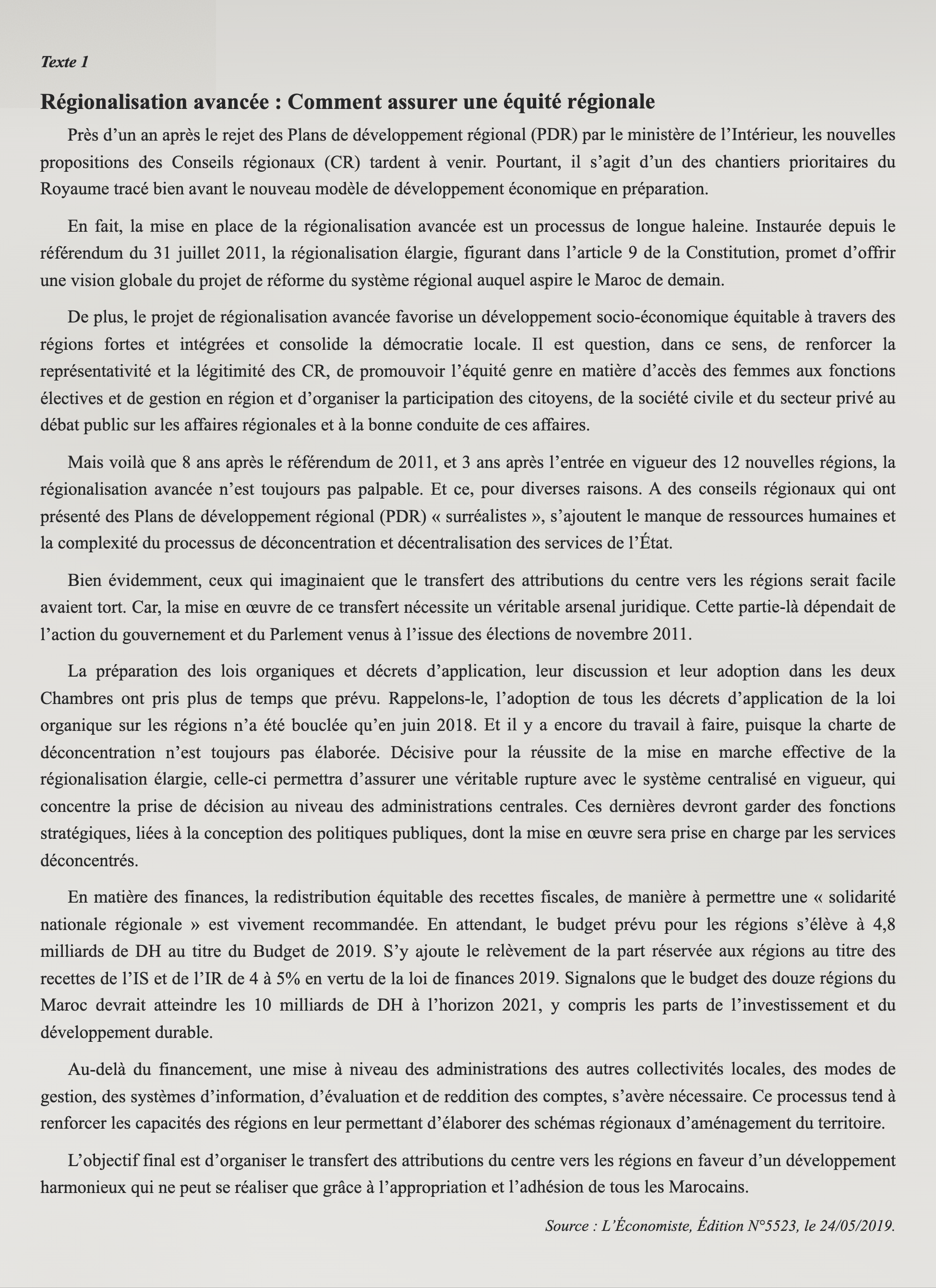 Texte 1 de mémorisation — TAFEM 2019